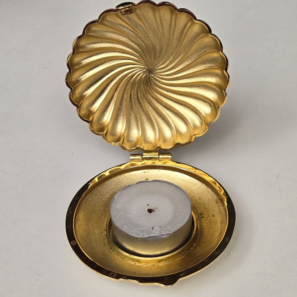PARTYLITE Brass Compact Clam Shell Votive Tealight Candle Holder Vintage